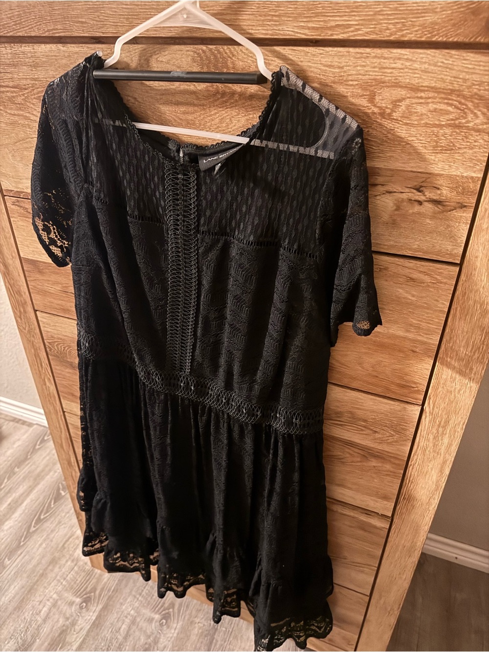 Lane Bryant Black Lace Tiered Dress with Short Sleeves